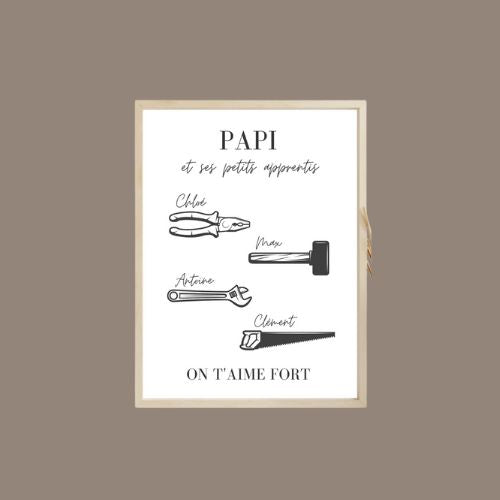 Affiche personnaliser Papi/Papa - Mes petits apprentis