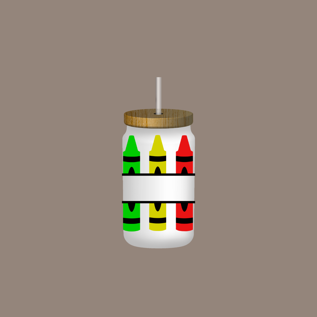 Verre avec paille 16 oz - Crayons de couleurs à personnaliser