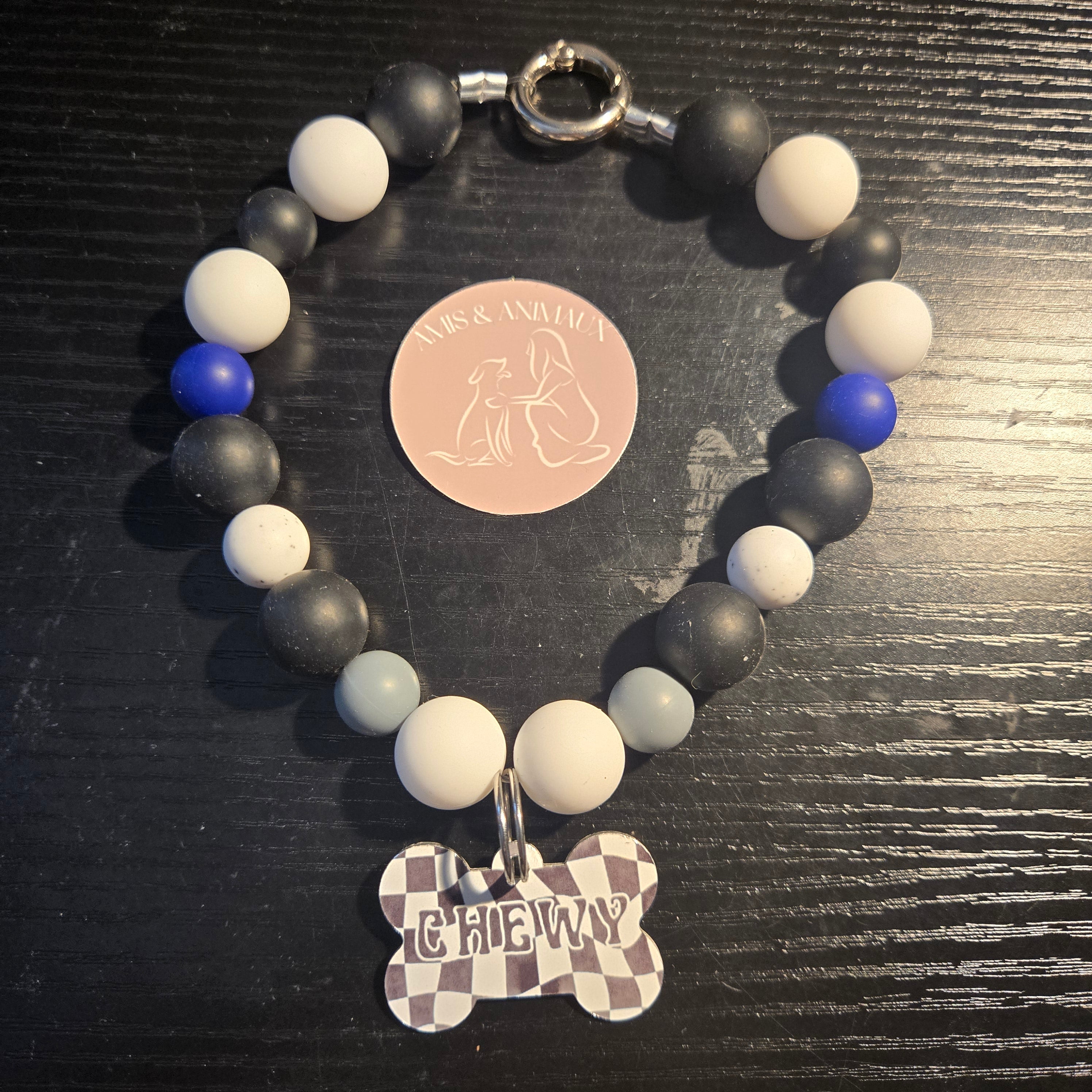 Ensemble collier & bracelet en perle silicone - Avec Médaille Rétro