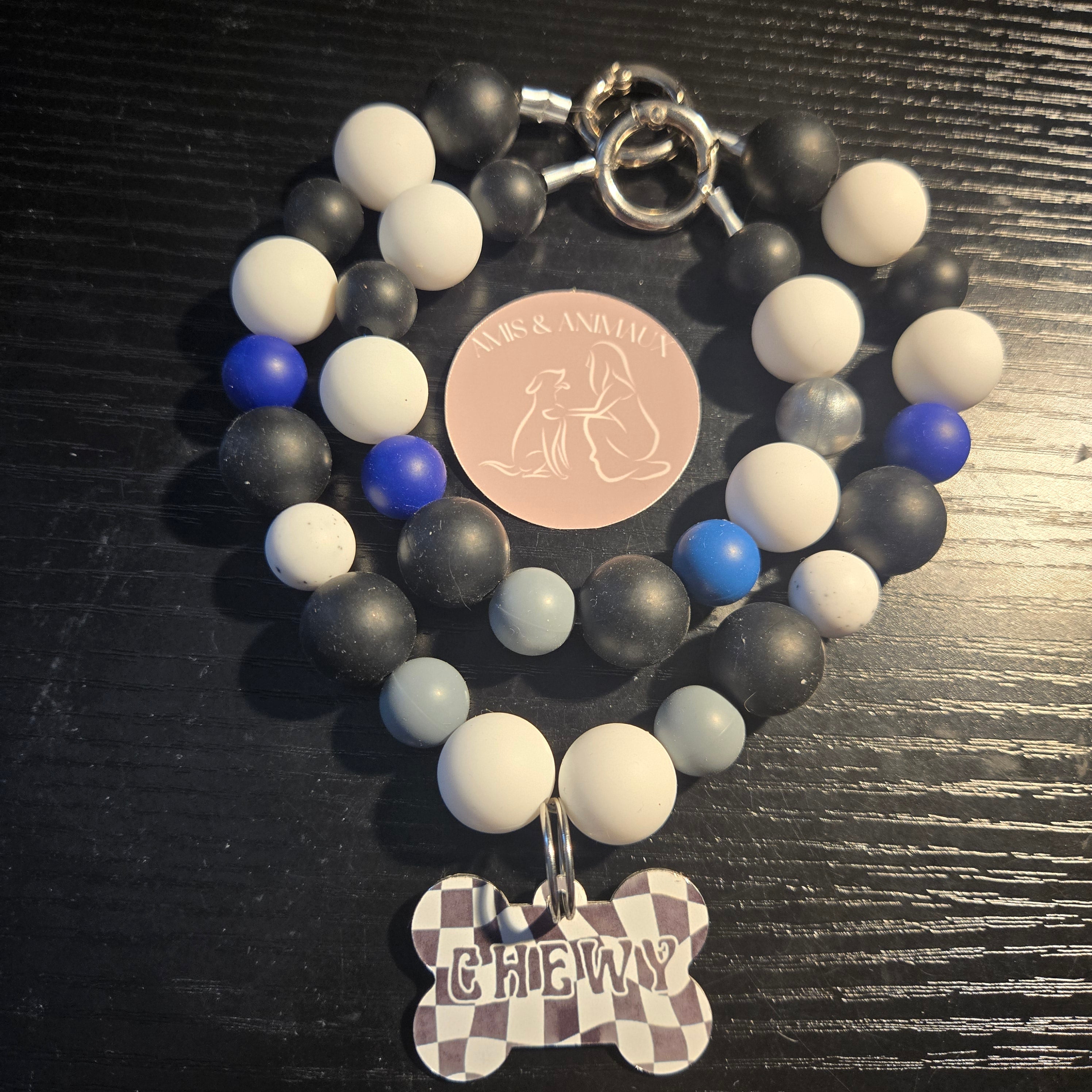 Ensemble collier & bracelet en perle silicone - Avec Médaille Rétro