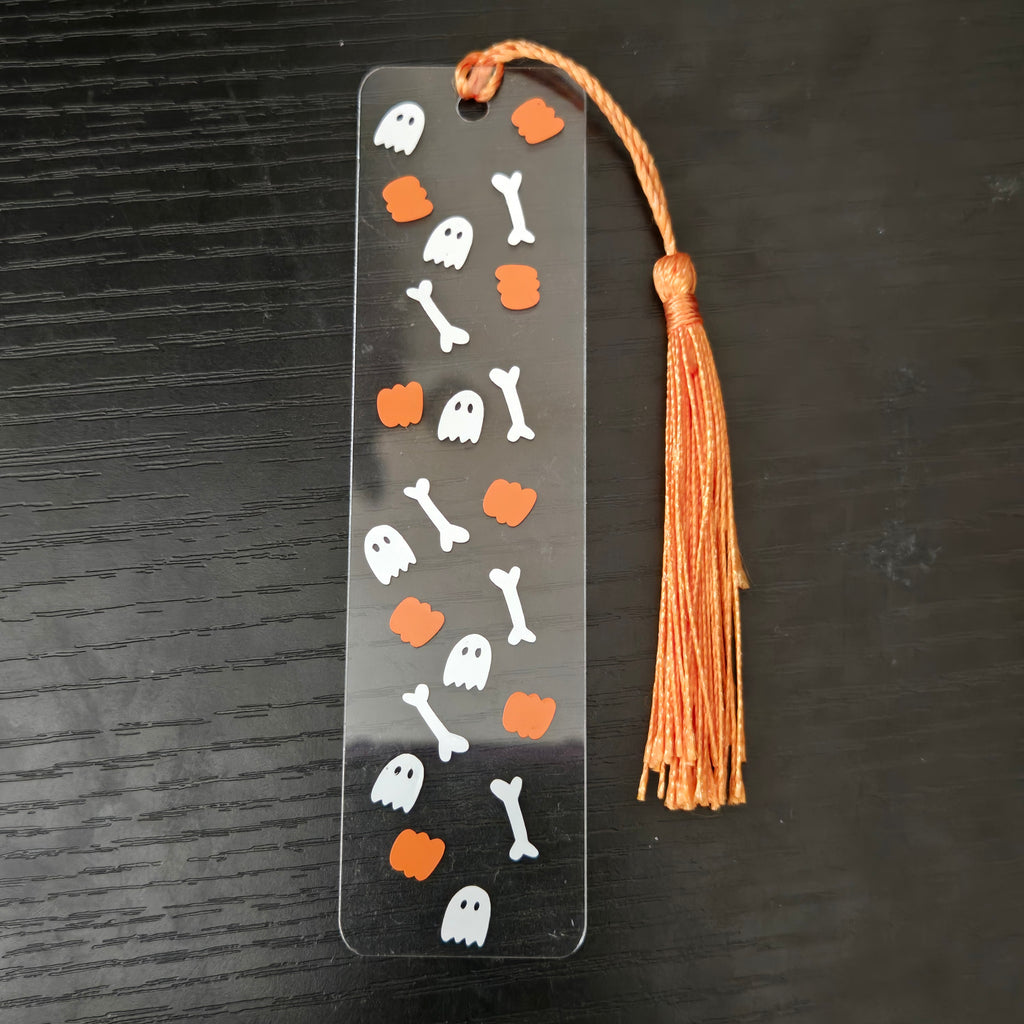 Marque page acrylique - Citrouilles et os
