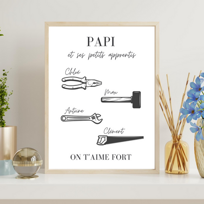 Affiche personnaliser Papi/Papa - Mes petits apprentis