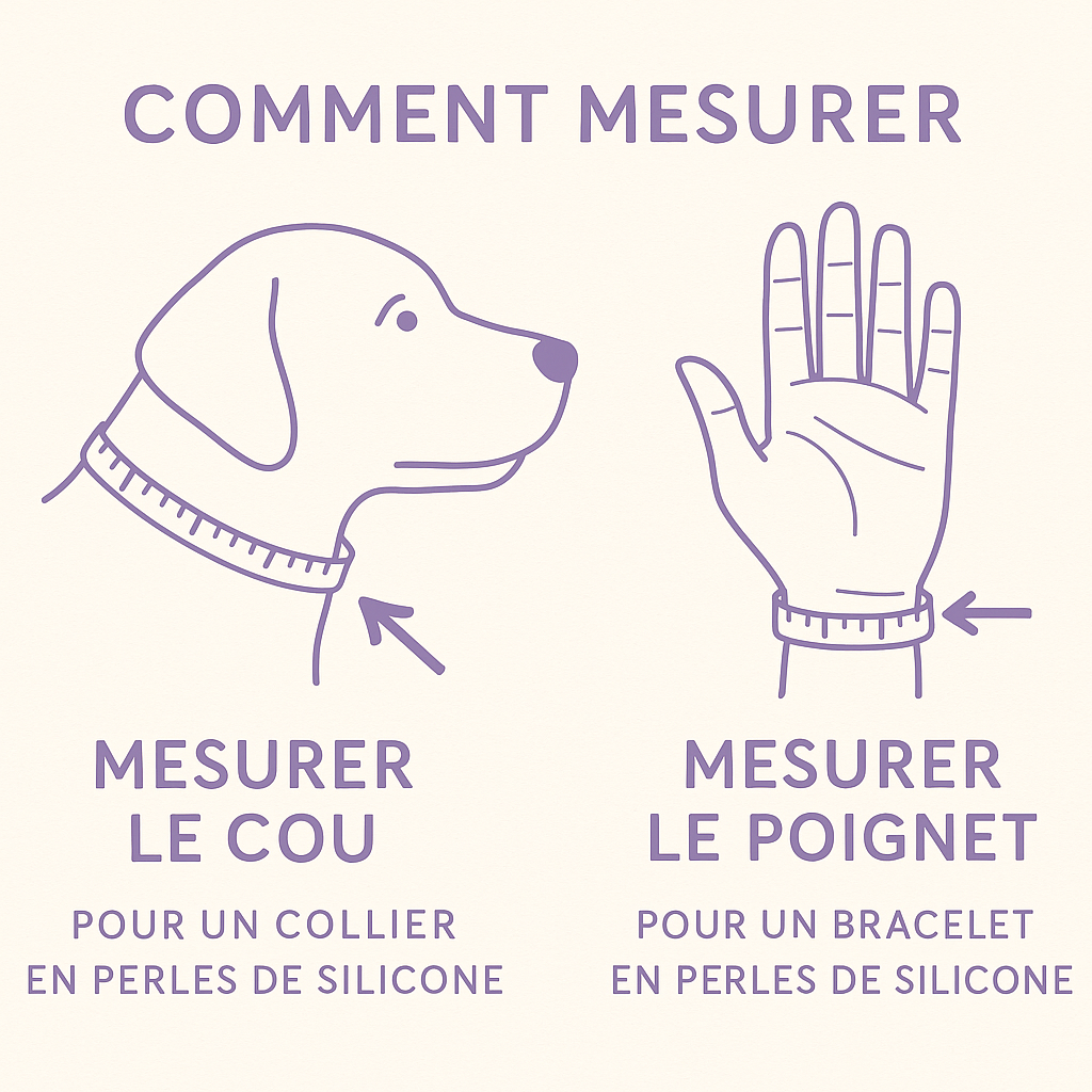 Ensemble collier & bracelet en perle silicone mauve - Personnaliser avec nom