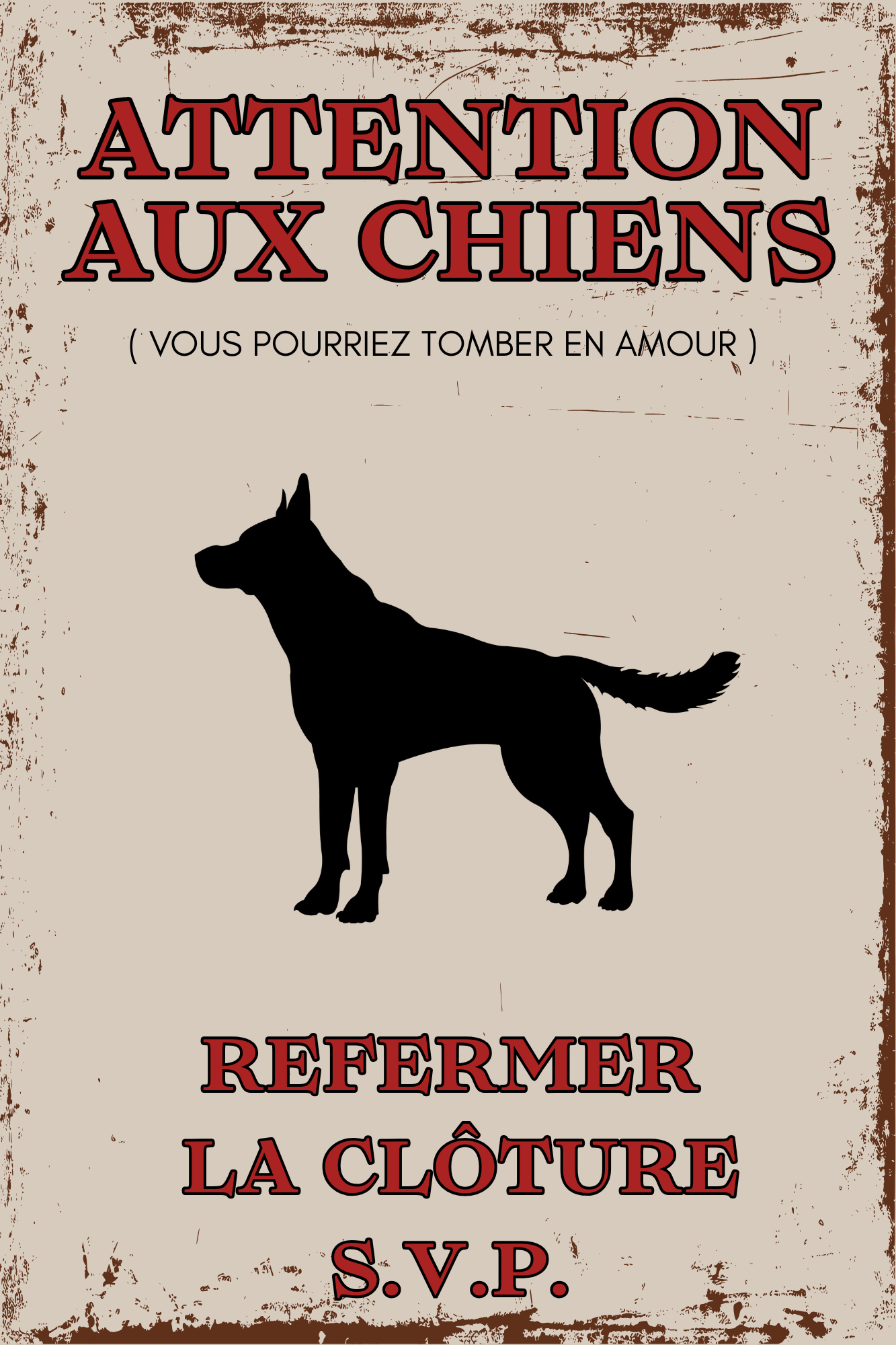 Panneau extérieur en métal - Attention aux chiens!™