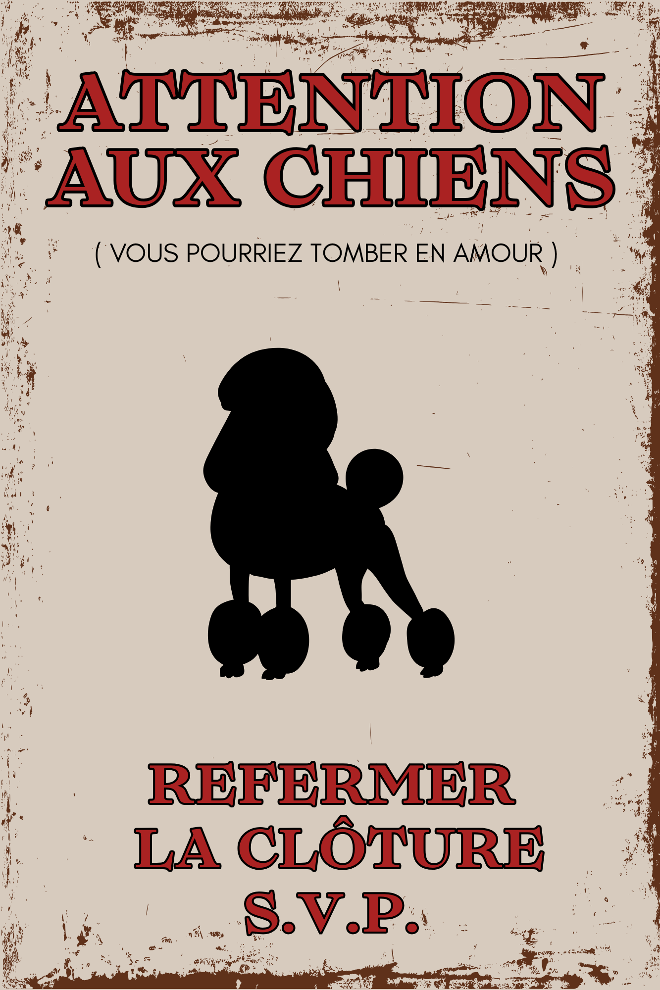 Panneau extérieur en métal - Attention aux chiens!™