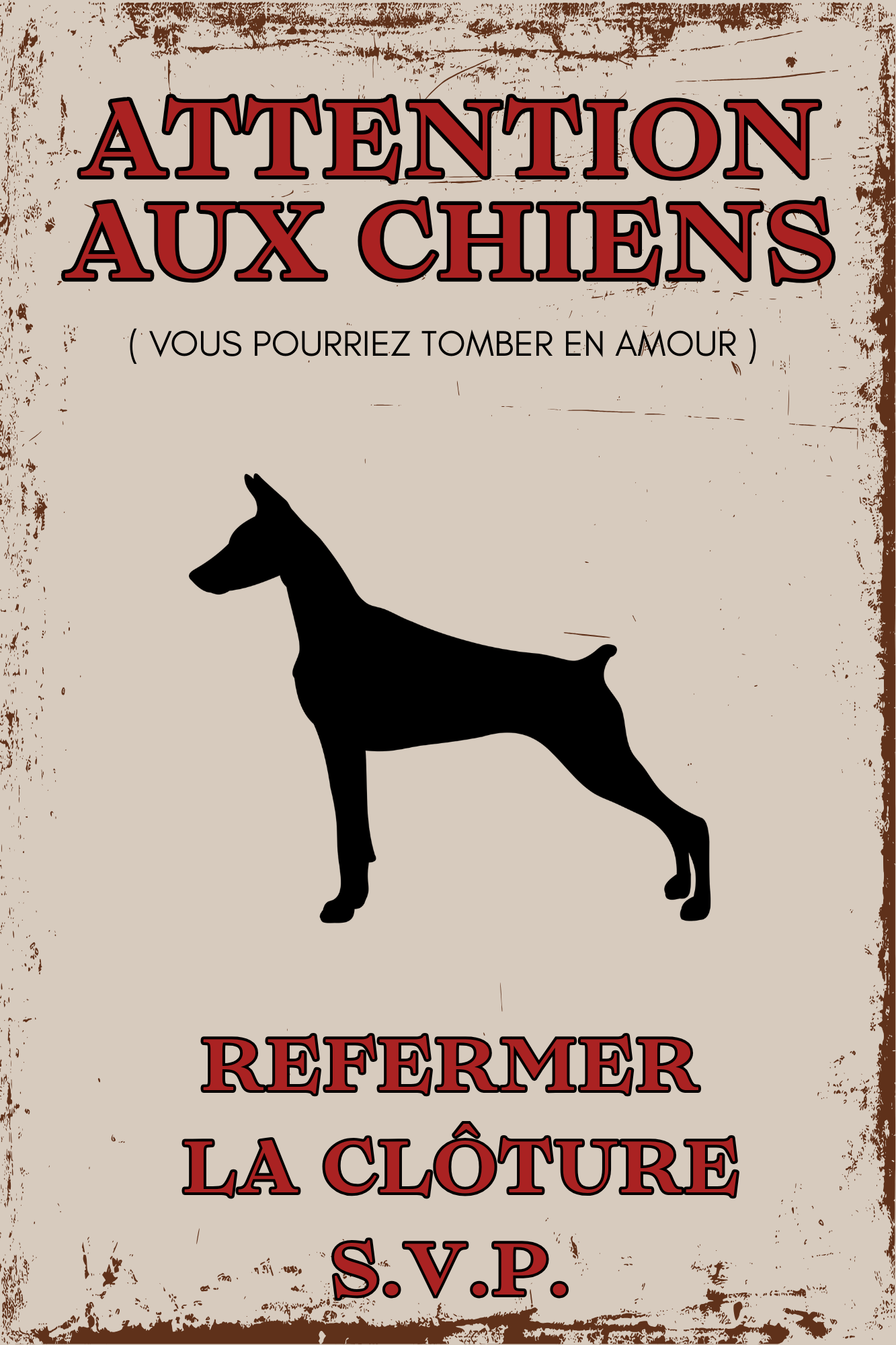 Panneau extérieur en métal - Attention aux chiens!™