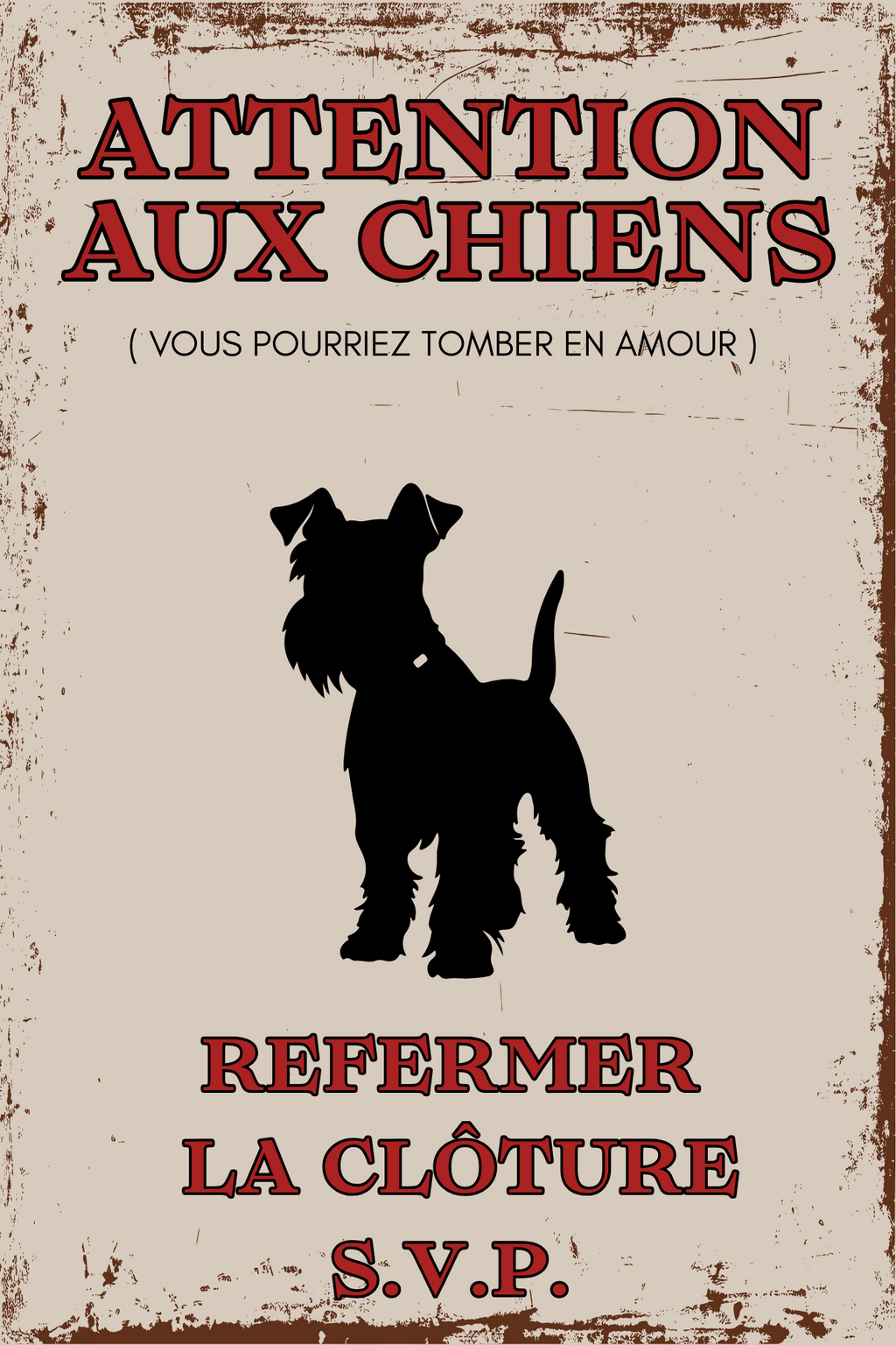 Panneau extérieur en métal - Attention aux chiens!™