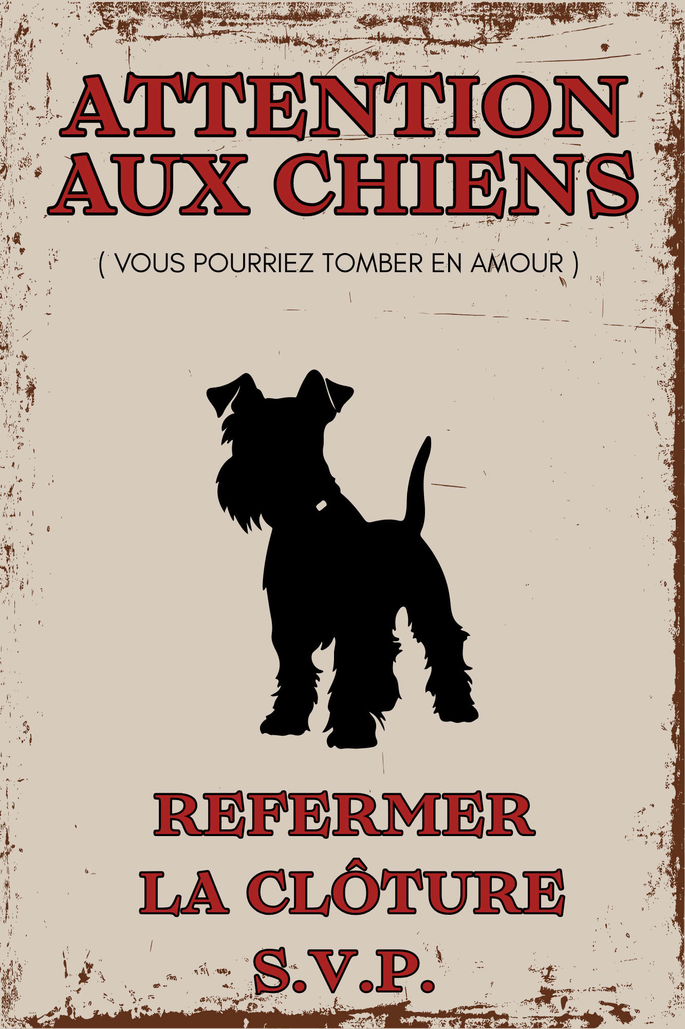 Panneau extérieur en métal - Attention aux chiens!™