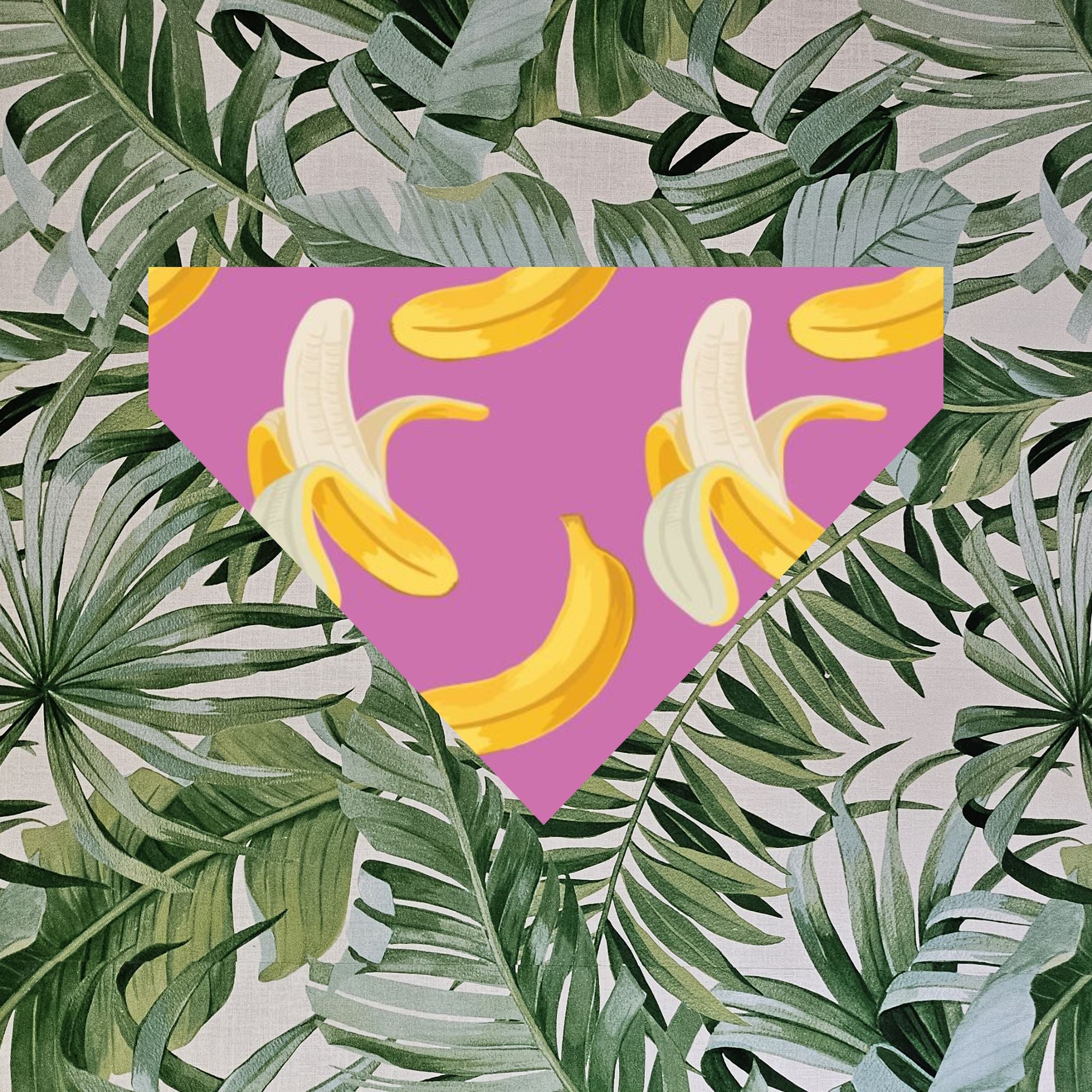 Bandana avec collier pour animaux - Banane fond mauve™