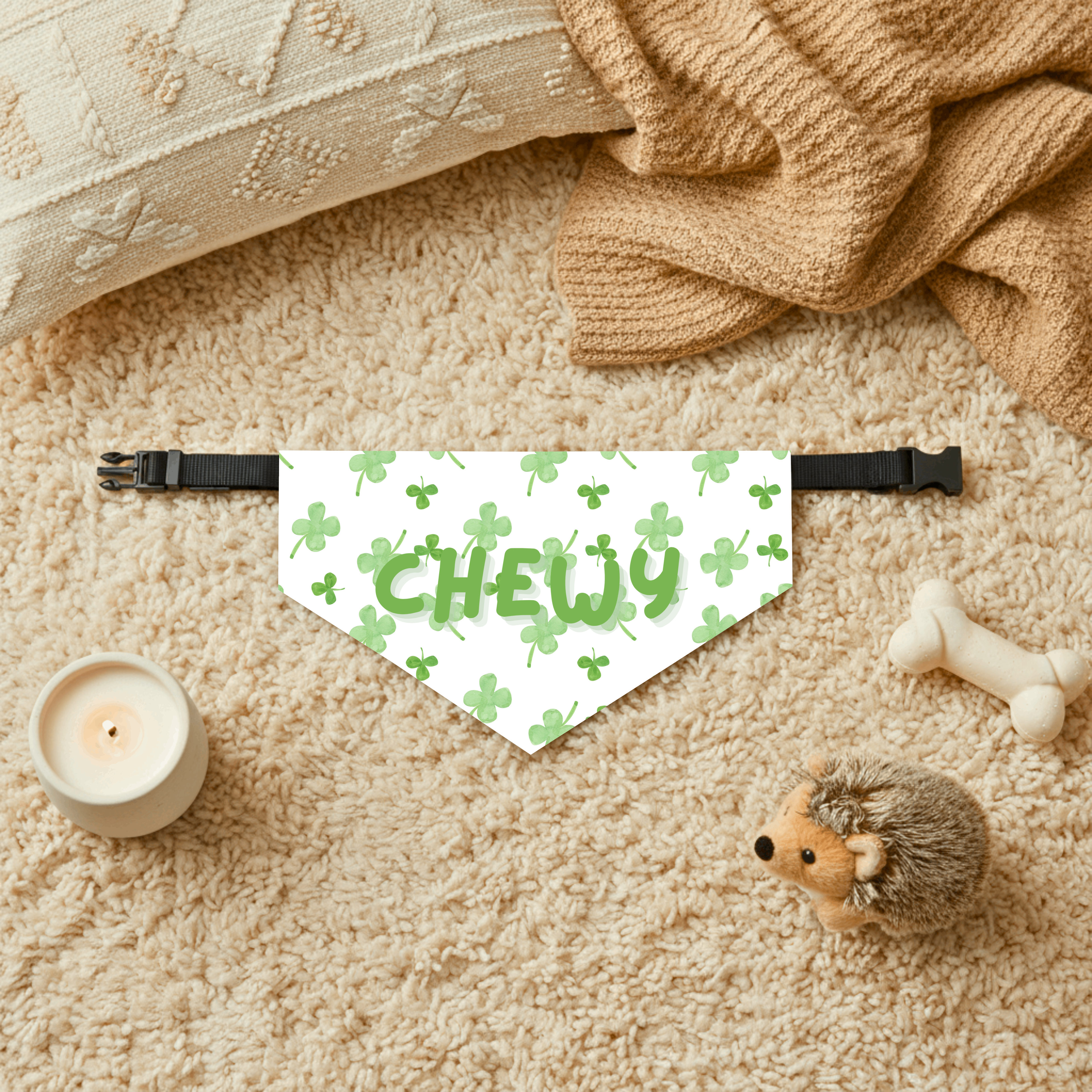 Bandana pour animaux - Les tréfles chanceux a personnalisé