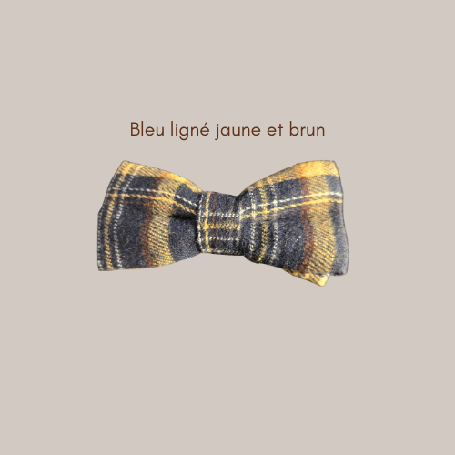 Noeud papillon pour animal - Bleu ligné jaune et brun