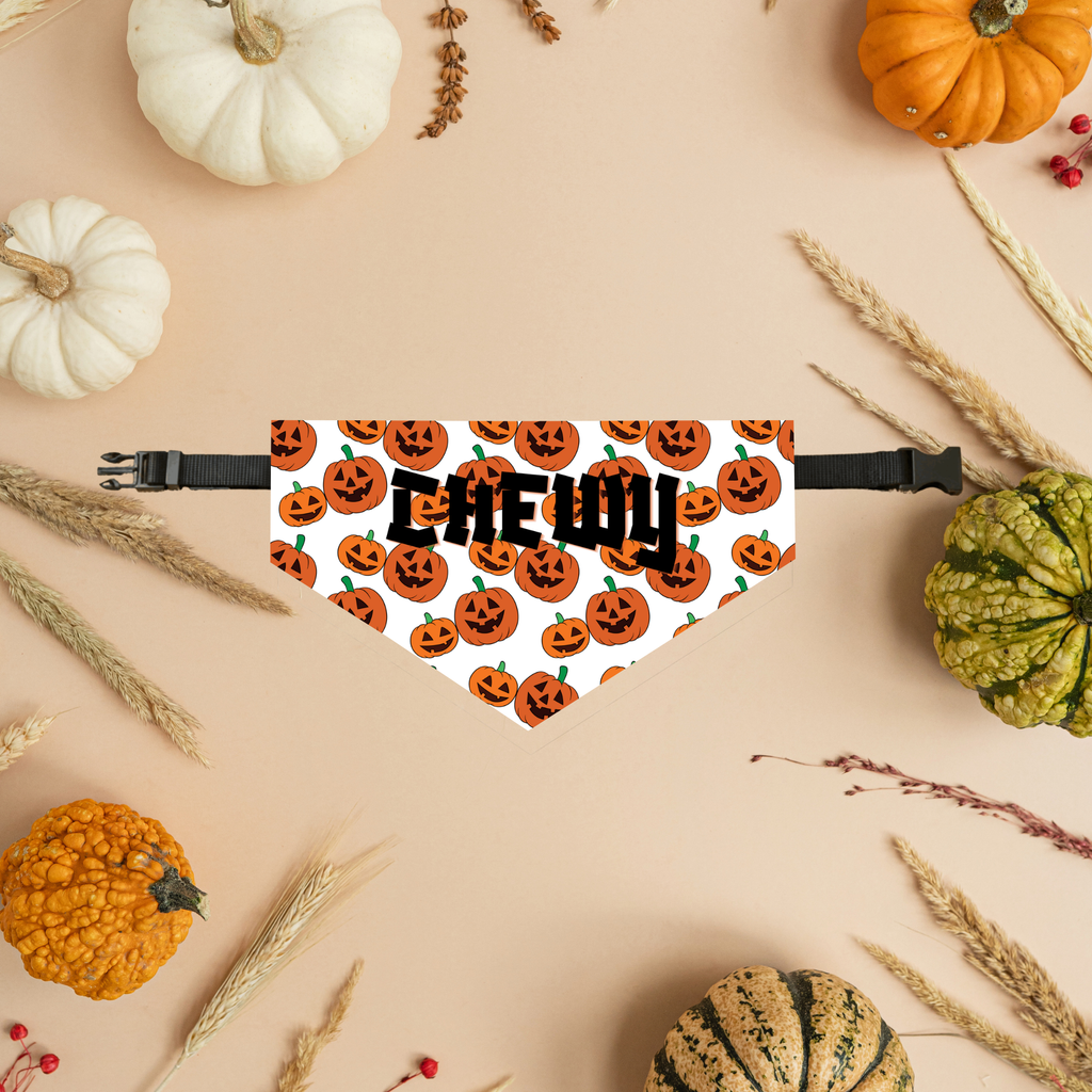 Bandana Halloween personnalisé – Citrouilles Jack-O’-Lantern | Amis & Animaux