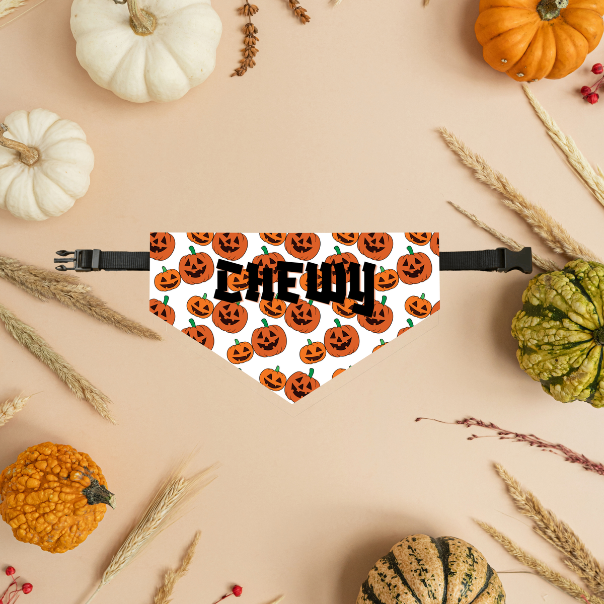 Bandana Halloween personnalisé – Citrouilles Jack-O’-Lantern | Amis & Animaux