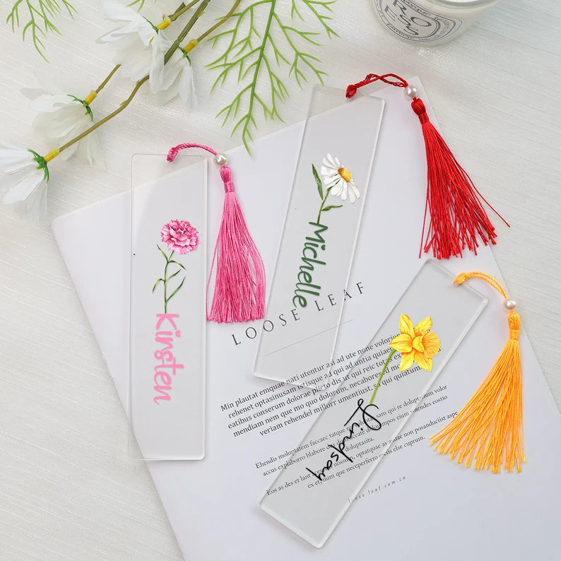 Marque-page acrylique avec pompon - Personnaliser