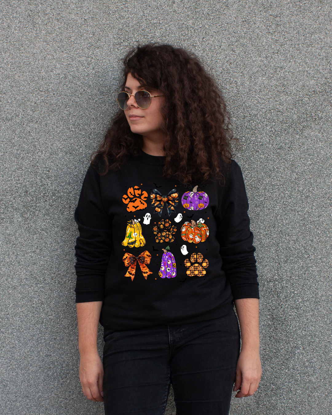 Sweatshirt noir - Halloween pattes de chien