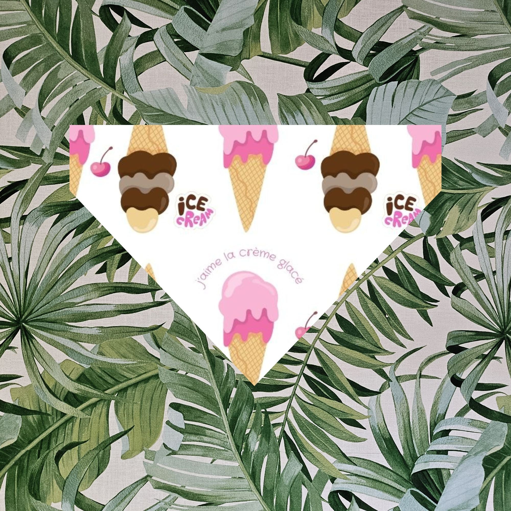 Bandana avec collier pour animaux - J'aime la crème glacée™