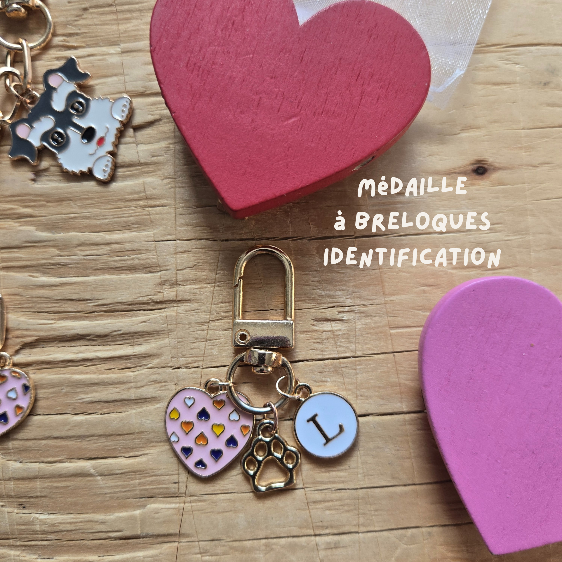 Médaille personnalisée à 3 breloques pour chien ou chat – Collier symbolique