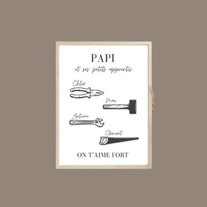 Affiche personnaliser Papi/Papa - Mes petits apprentis