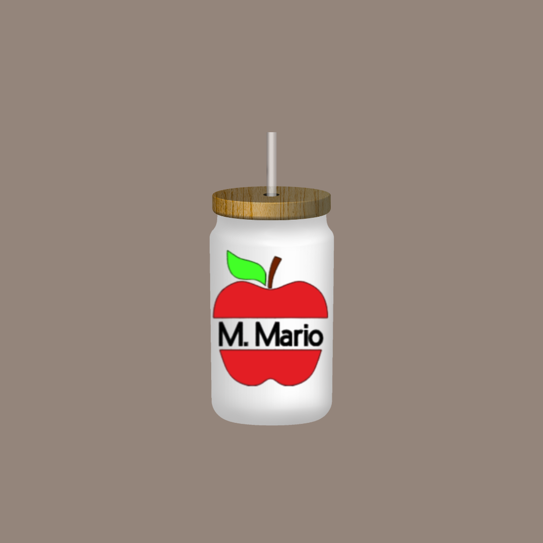 Verre avec paille 16 oz - Une pomme pour un professeur