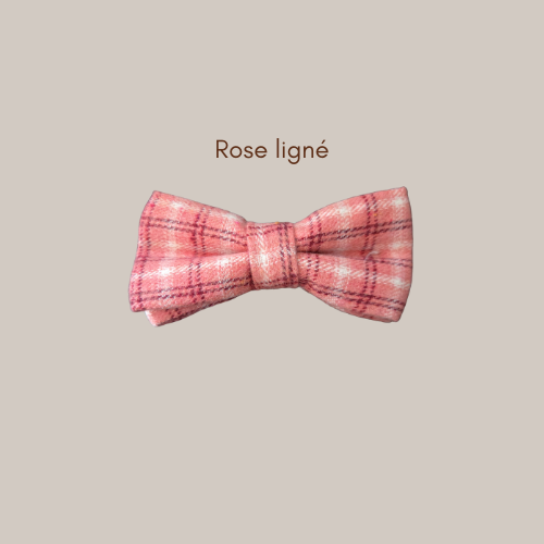 Noeud papillon pour animal - Rose ligné