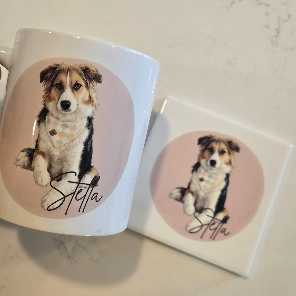 Ensemble tasse à café et sous-verre en céramique - Personnalisé avec ton animal