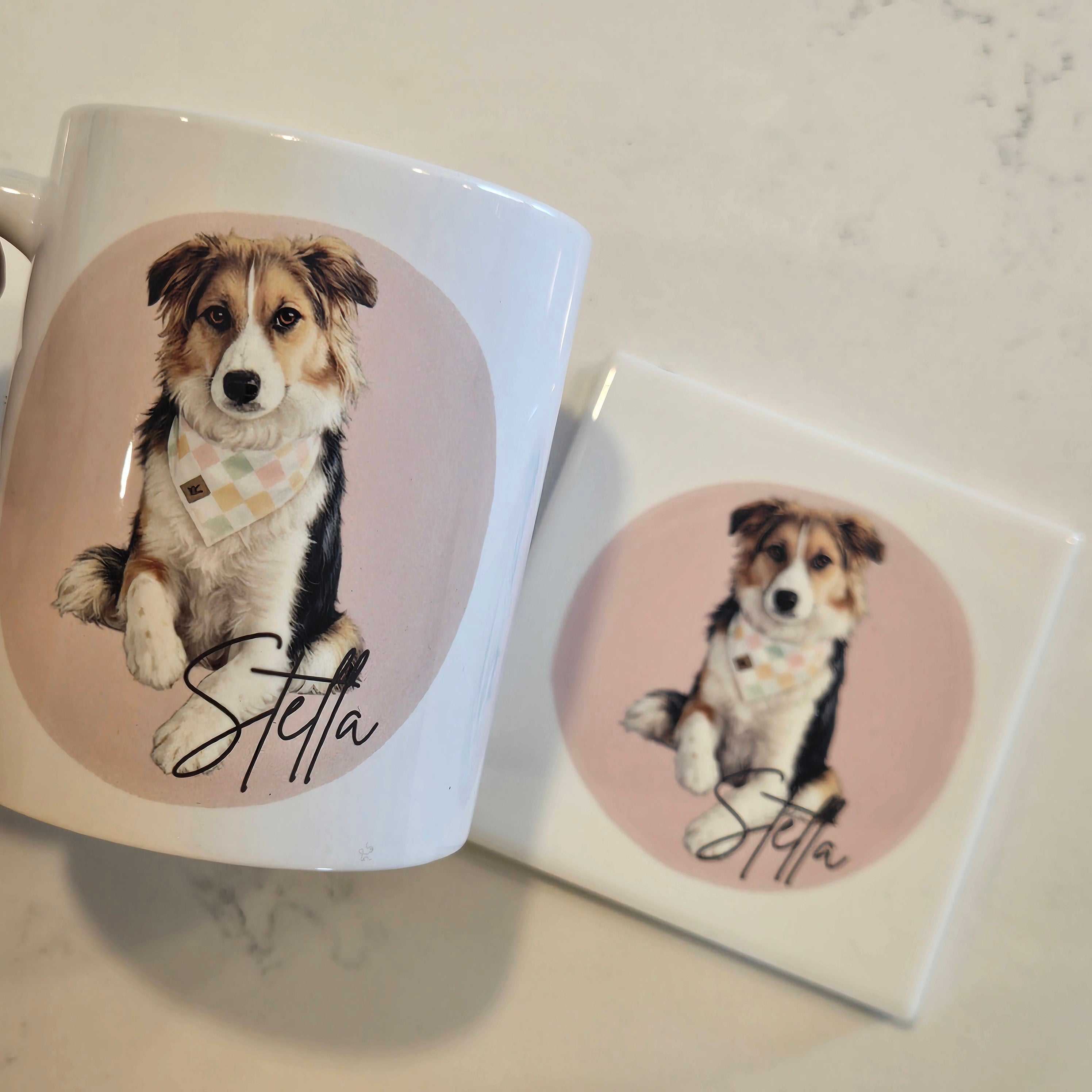 Ensemble tasse à café et sous-verre en céramique - Personnalisé avec ton animal
